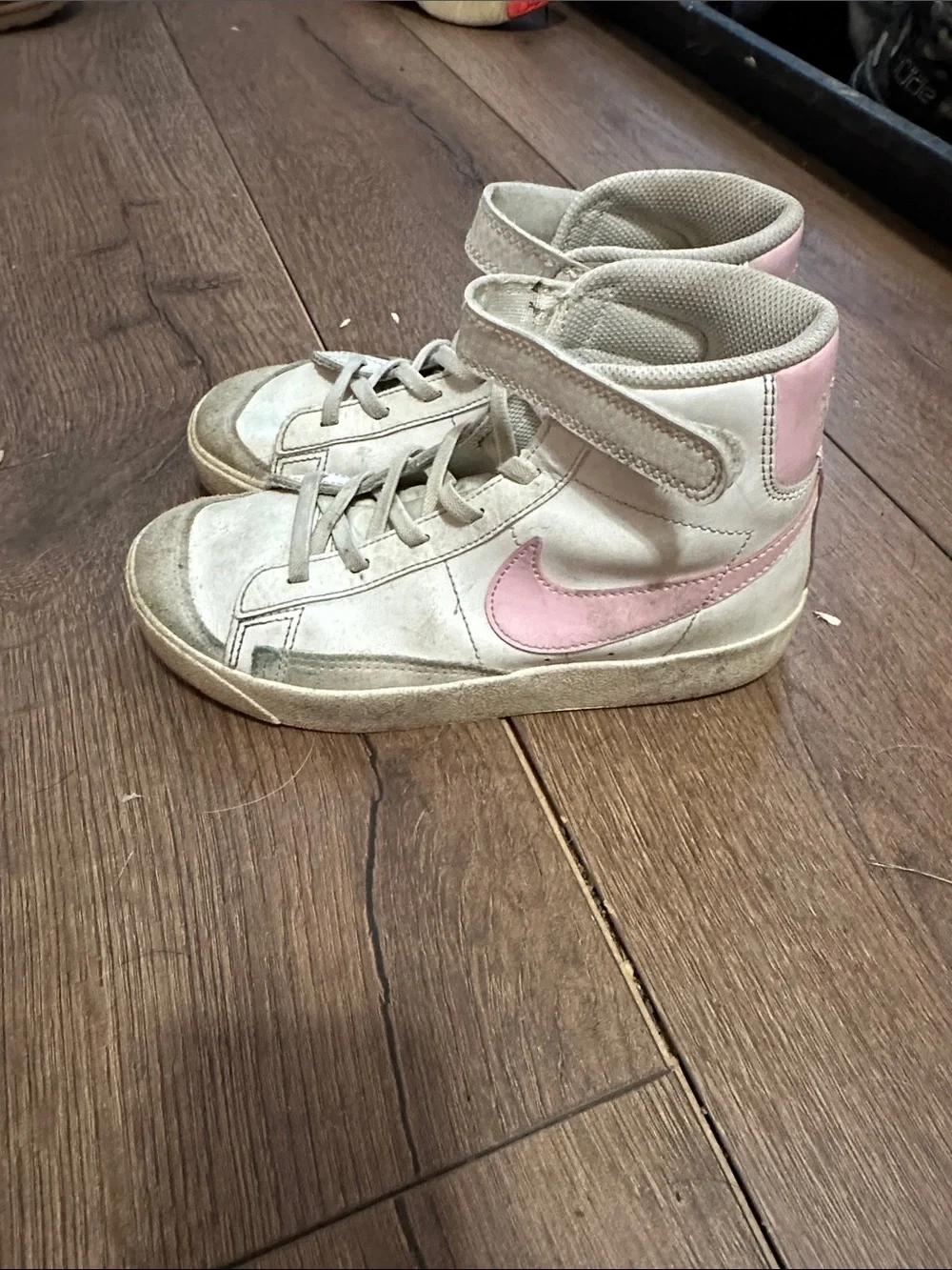 Nike Kids High-Top Sneakers in White and Pink